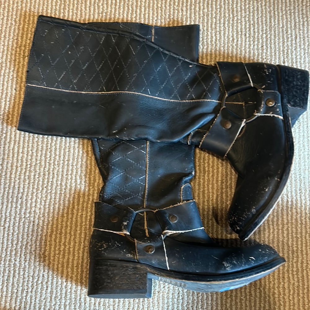 NEW PATRON by Parugia rustic distressed black tall boots size 6